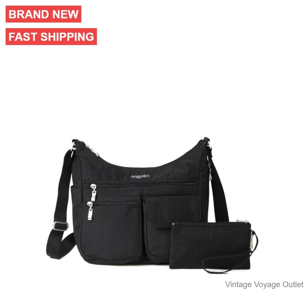 Lightweight Nylon Crossbody Hobo Bag 11x9 Water-Resistant Travel